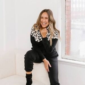 Smash + Tess BRUNETEE THE LABEL Black and Leopard Jumpsuit